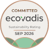 Odznak hodnocení udržitelnosti „Committed“ od společnosti EcoVadis od září 2026.